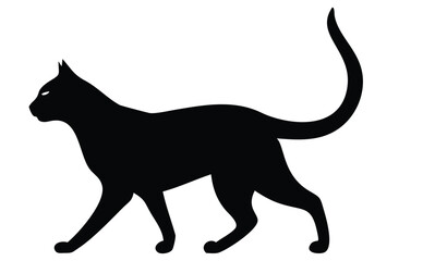 Black silhouette of a cat in profile view.