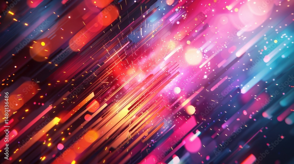 Poster abstract glowing orange and yellow network connections on a dark background. digital art for design 