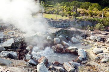 Geyser at the shore of Lake Furnas, São Miguel, Azores