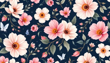 delicate floral seamless pattern with elegant petal repetition and soft pastel tones great for stationery design and beauty product packaging