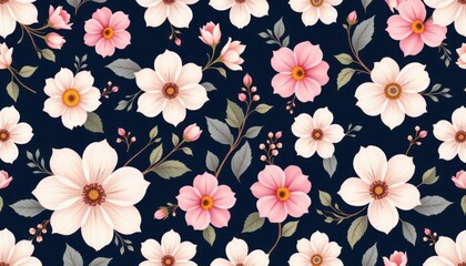 delicate floral seamless pattern with elegant petal repetition and soft pastel tones great for stationery design and beauty product packaging