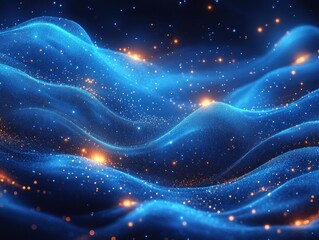 Fototapeta premium Abstract digital waves of glowing particles