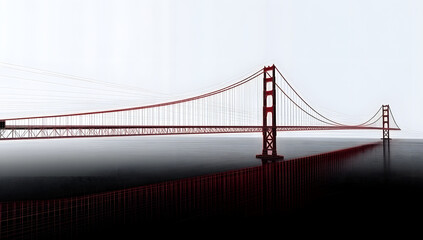 Obraz premium The San Francisco Golden Gate Bridge is depicted in wireframe, giving off a futuristic and technological vibe