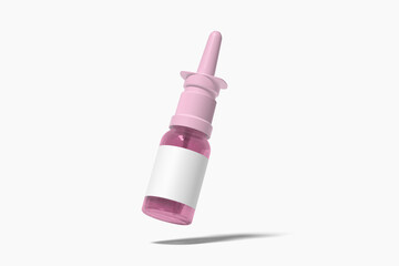 Realistic Nasal Spray Bottle Mockup on white background