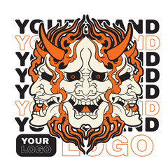 Oni japanese devil mask, Vector illustration	
