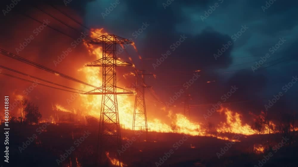 Aufkleber a large fire burning in the middle of a field, ideal for use as a background or to represent a drama