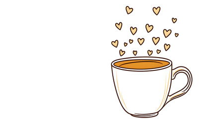 A white cup with hearts on it