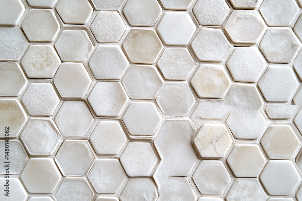 Poster white hexagonal tiles arranged in a honeycomb pattern a seamless texture