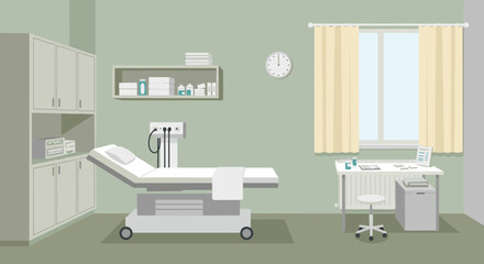 Fototapeta premium Medical examination room with equipment and soft lighting 