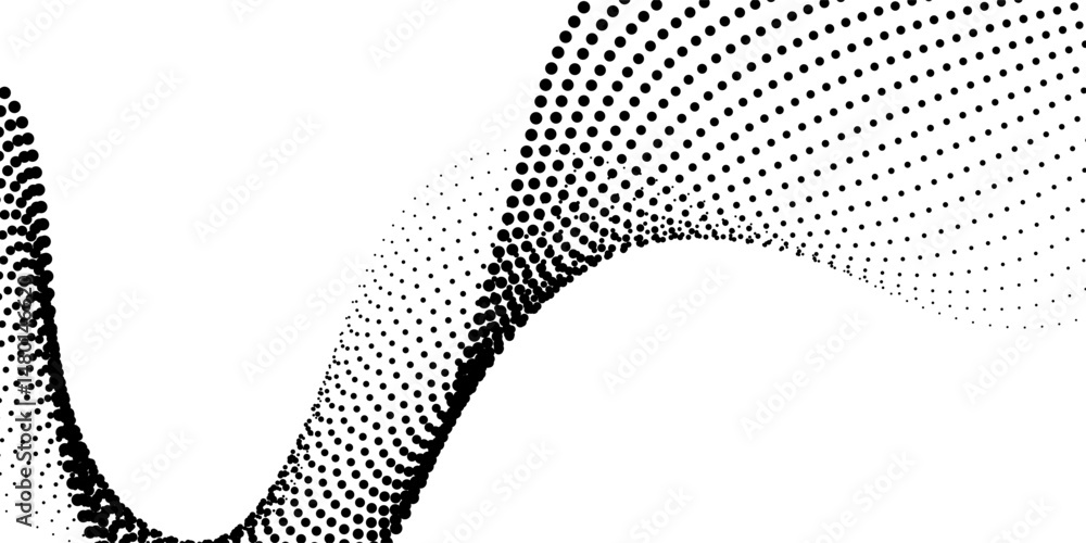 Poster 3d blue techno background. big data visualization on dark space with dotted lines shape effect decor