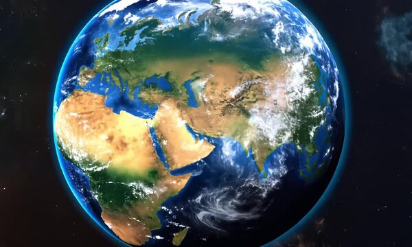 Animation of Planet Earth Rotating in Space