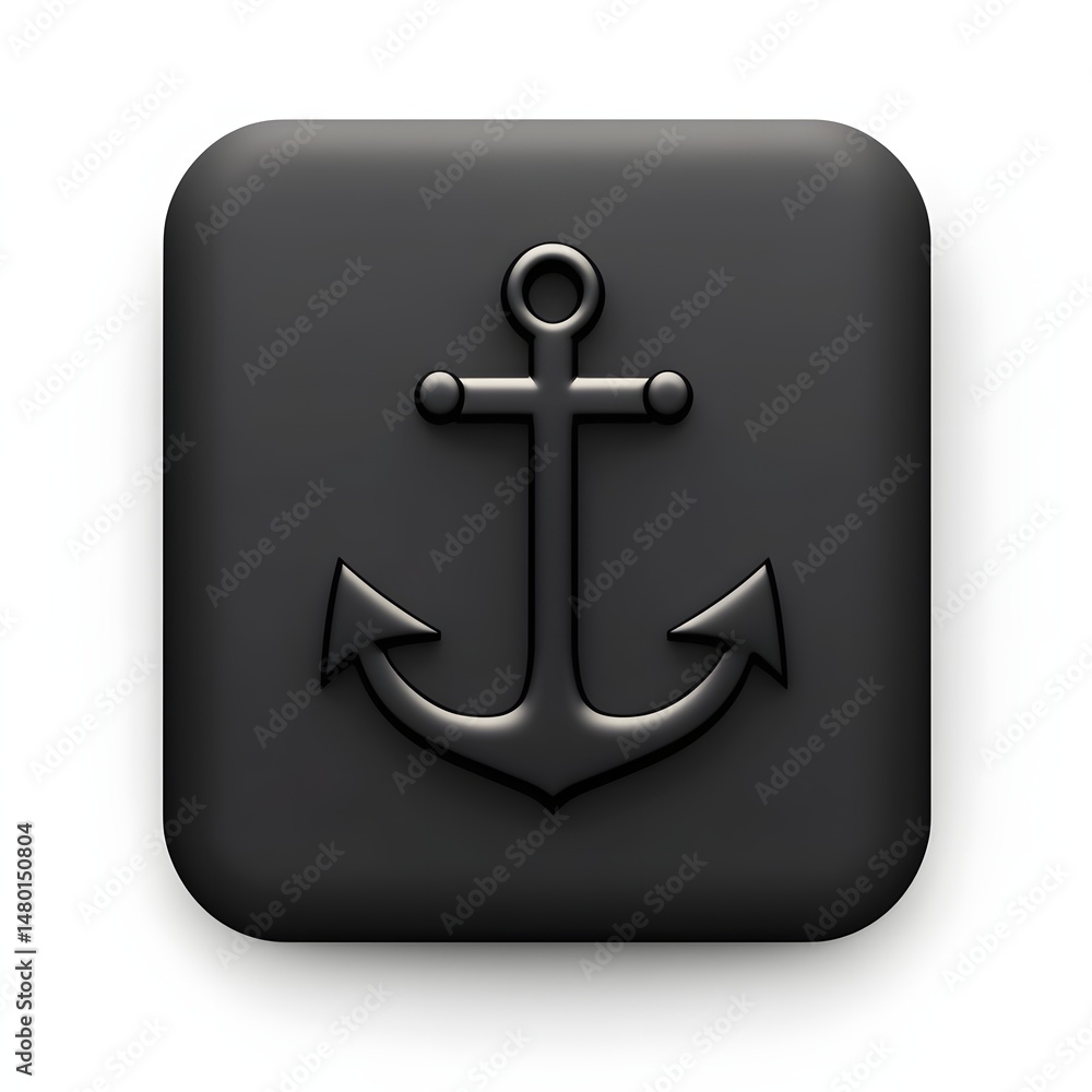 Poster dark square button featuring a nautical anchor design.