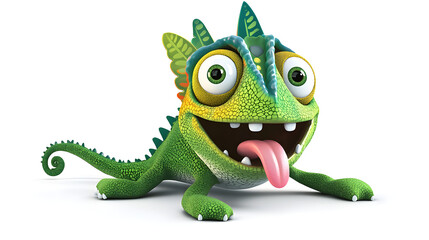 Obraz premium A green lizard with a tongue sticking out