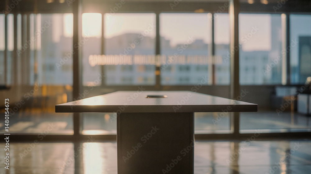Poster blurred empty open space office with light bokeh at the post interior background for designing