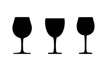 Wine glasses silhouette vector drinkware collection