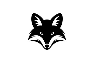 Fox head logo design black and white illustration