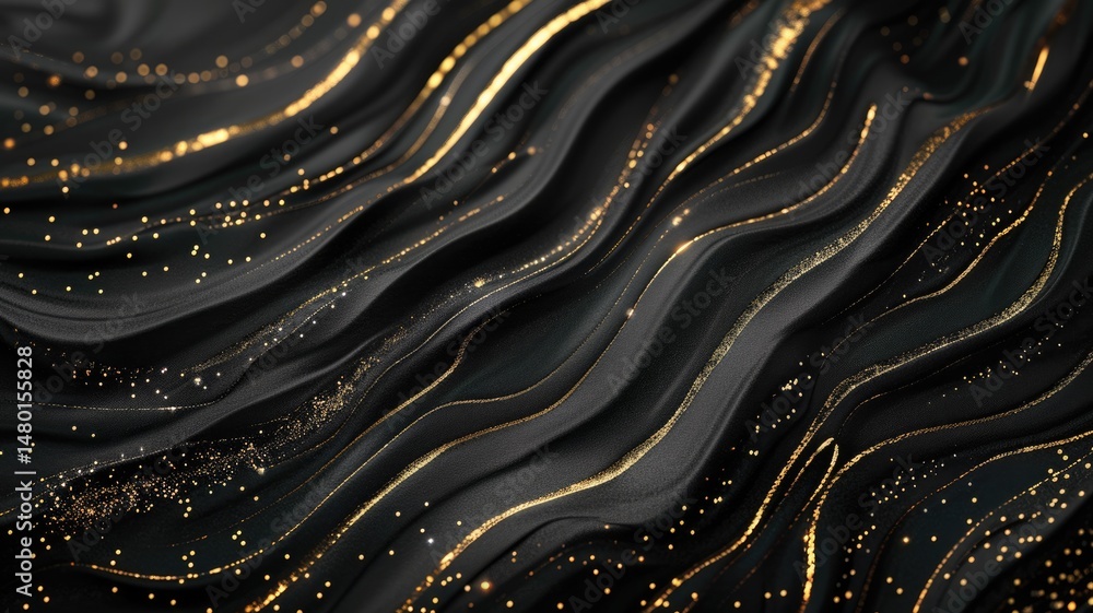Aufkleber abstract black and gold textured diagonal lines with paint splatter. abstract image of black wall wi