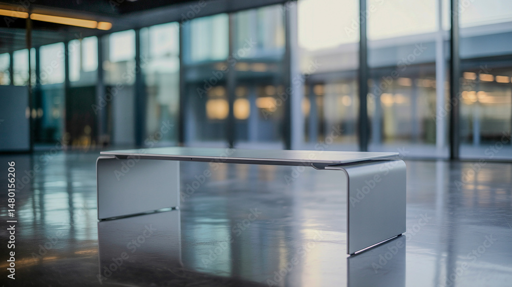 Poster blurred empty-bellied open space office with light bokeh at the spot interior background for design