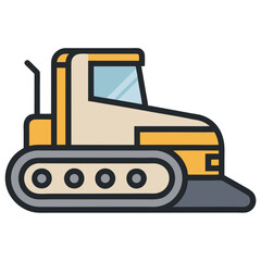 Bulldozer construction vehicle, heavy machinery for digging, earth-moving equipment