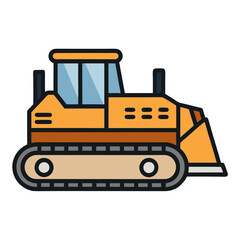 Bulldozer construction vehicle, heavy machinery for digging, earth-moving equipment