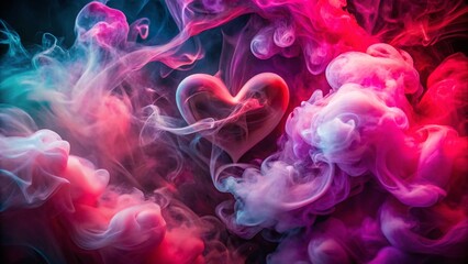 Fototapeta premium Romantic Valentine's Day Smoke Art: Macro Photography of Heart & Love Spray Paint