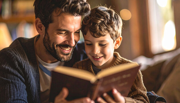 Father and child sharing a hobby or interest, representing shared passions.