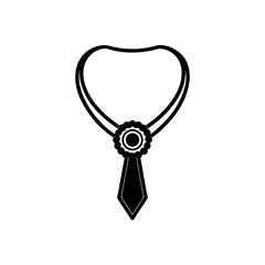 bolo tie with silver clasp on white background  .svg