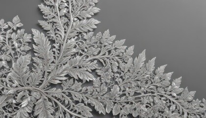 Intricate silver leaf lace trim, luxurious metallic sheen,  elegant,  festive,  foil