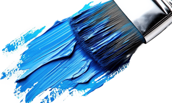 Blue Paint Stroke with Brush