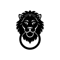 brass door knocker shaped like a lion on white 