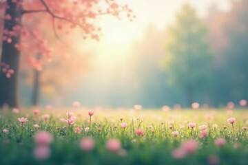 Fototapeta premium Abstract blurred nature scene, calming pastel hues, art, mood
