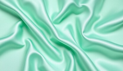Obraz premium Mint green satin fabric with silky folds and sheen