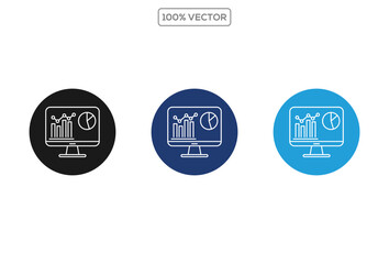Analysis Line Icons. Containing analysis, infographic, analytics, balance, charts, report. icon vector 1