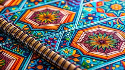 Sharp Geometric Lines Pattern on School Notebook Cover - Back to School Stock Photo