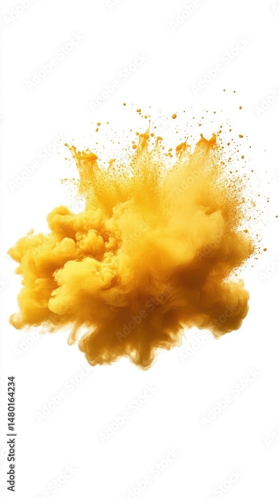 Poster abstract yellow explosion on white background studio shot creative concept design element for graphi