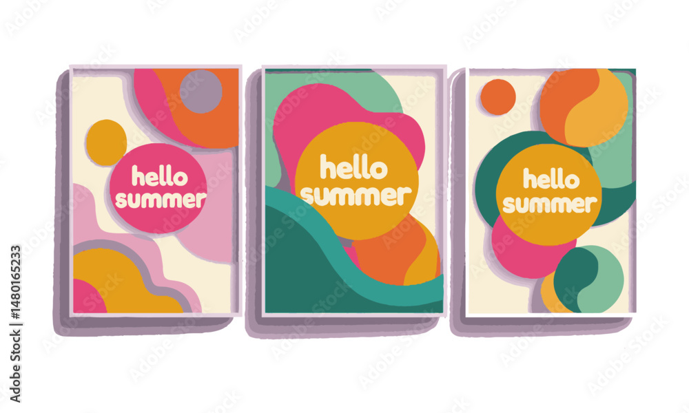 Poster modern abstract vector posters themed around summer style, easily scalable and editable.