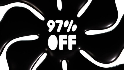 97 Percent Off With Black And White Background Animation