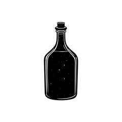 glass bottle with cork stopper on white background 