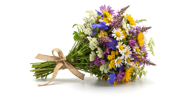 Buqu&ecirc; de Flores do Campo com Fita de Juta