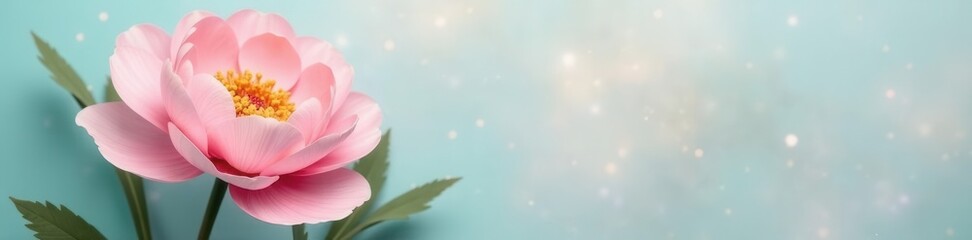 Delicate crepe paper peony, single bloom, soft pastel hues , white background, single flower