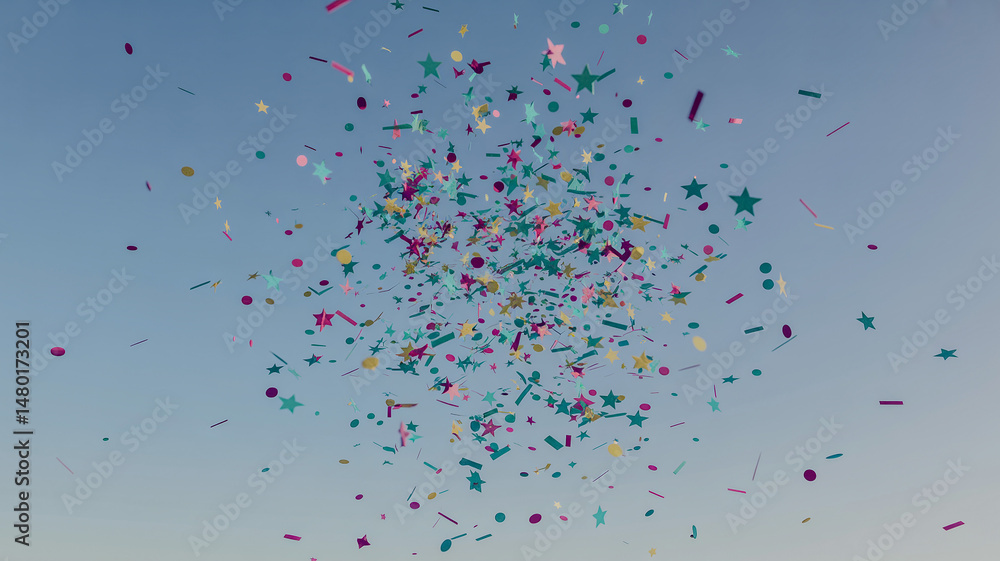 Poster burst of colourful confetti with a transparent background signal