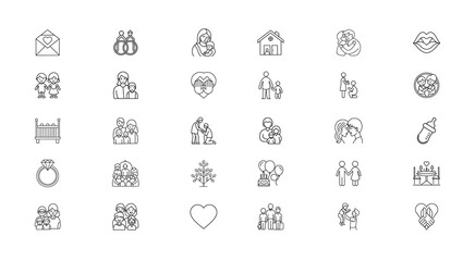 Line art depicting themes of love