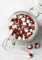 Raw organic dried beans of red and white 