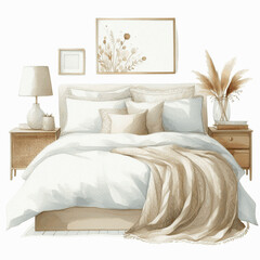 Watercolor Whispers bed dressed isolated vector illustration svg