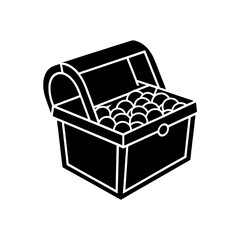 mini treasure chest with gold coins on white 