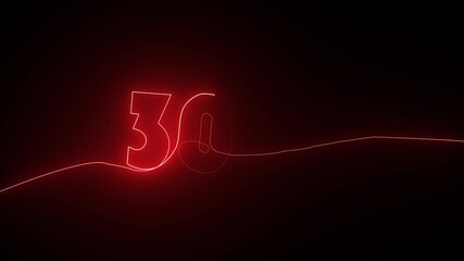 neon glowing text 3 number countdown icon on black background 4k animation. - Powered by Adobe