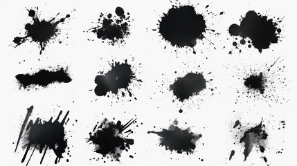Black Ink Splatter Collection  Abstract Art Design Elements