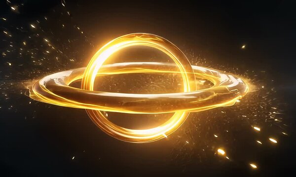 Golden ring torus in space with sparks - Powered by Adobe