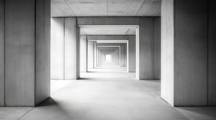 Obraz premium Modern concrete architecture building corridor design abstract wall form grey lines urban light space