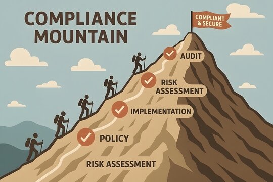 Climbing the compliance mountain achieving business cybersecurity through risk assessment implementation policy and audit for secure operations
